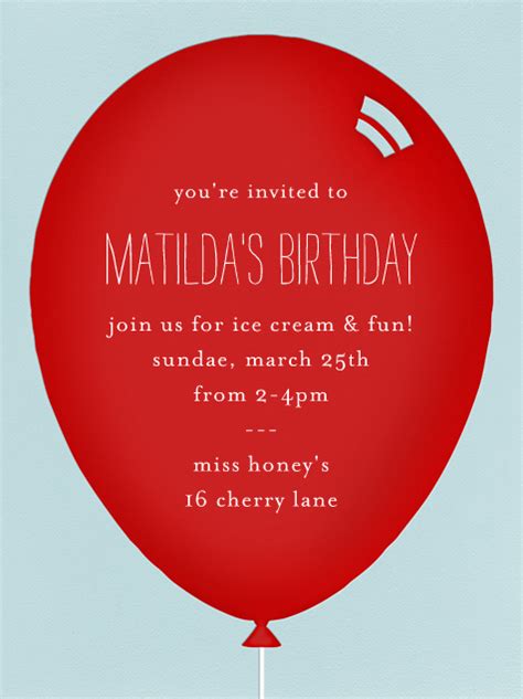 Birthday Balloon Invitation Paperless Post Miss Honey Balloon