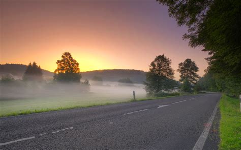 Sunrise Road Morning Mist Wallpaper 1920x1200 32089