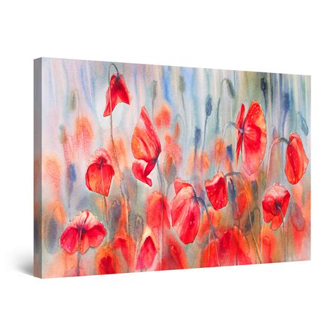 Startonight Canvas Wall Art Abstract Watercolor Poppies Red Flowers