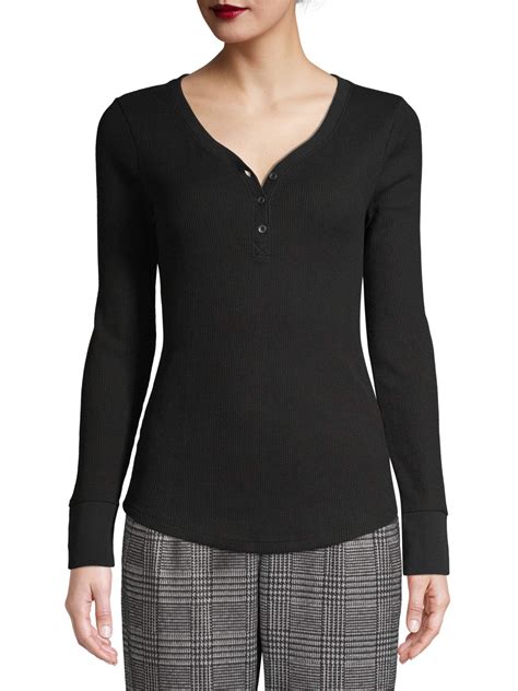 Time And Tru Womens Thermal Henley Shirt Henley Shirts