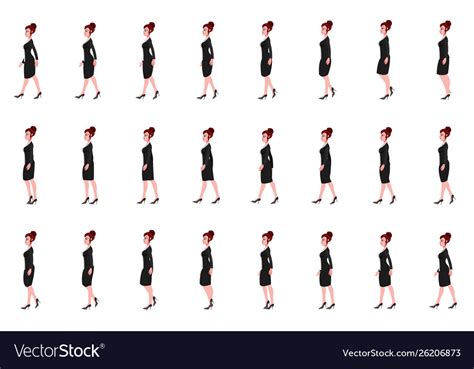 Business Girl Walk Cycle Animation Sprite Sheet Vector Image