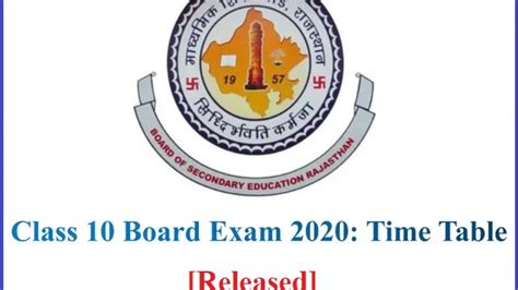Rbse Class 10 Board Exam Time Table 2020 Released Check Rbse 10th Exam