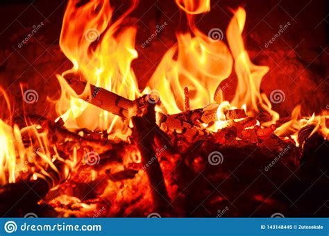 Fire Burns Very Brightly In A Fireplace And Gives Heat Stock Image