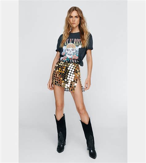 Buy Nasty Gal Disc Chainmail Sequin Mini Skirt In Gold 6thstreet Uae