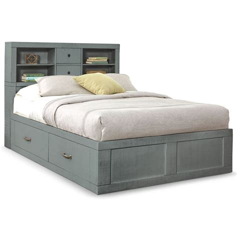 2319 2319lb Sf Rustic Full Captains Bookcase Storage Bed With