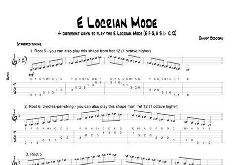 E Locrian Mode 4 Different Ways To Play The E Locrian Mode Sheet