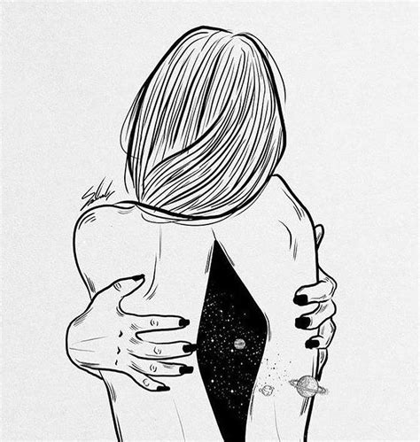 Woman Hugging Herself Drawing Bestrotarytattoomachine