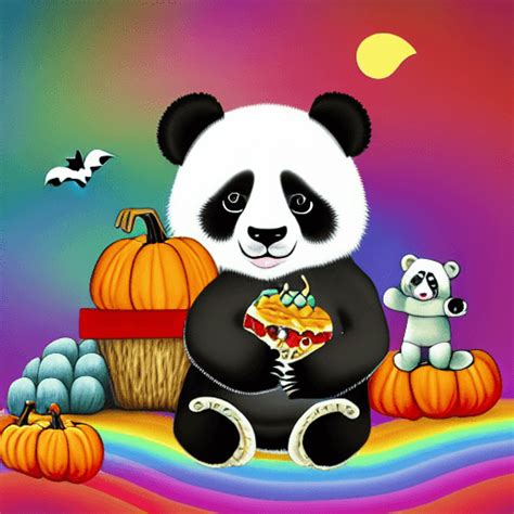 Panda Picnic On A Rainbow · Creative Fabrica