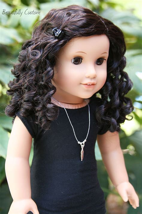 Custom American Girl Doll Brown Eyes And Short Curly Black Dark