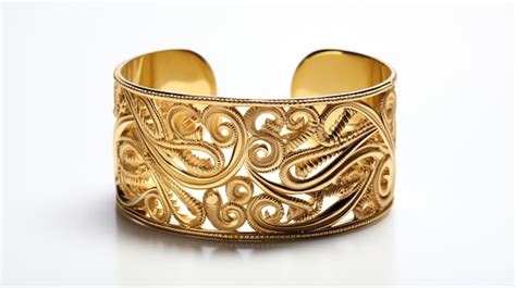 Premium Ai Image Gold Metal Cuff Bracelet Isolated On White Background