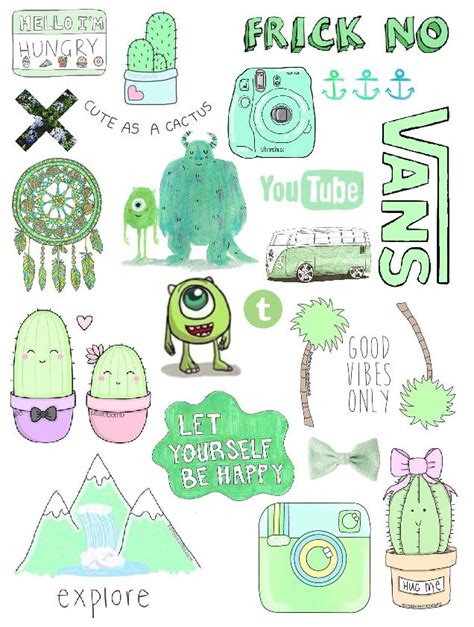 Aesthetic Green Stickers Aesthetic Stickers Print Amazoncom Vsco