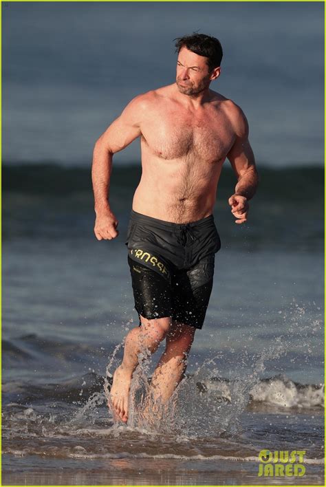 Hugh Jackman Runs Shirtless On The Beach With His Ripped Muscles On Display Photo 3935965