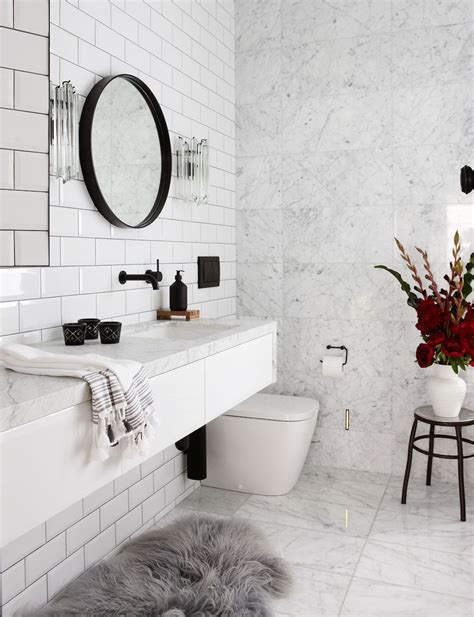 Black And White Marble Tile Bathroom Werfbat