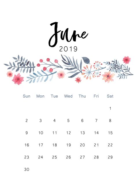 Cute June 2019 Calendar Printable Wallpapers Hd Print Calendar