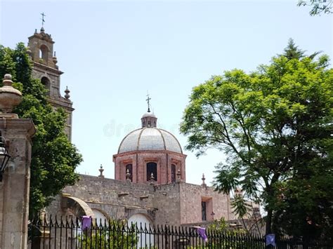 View Of A Catholic Church In The City Of Morelia Mexico Stock Photo