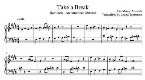 34 Hamilton Take A Break Sheet Music Information · Music Note Download