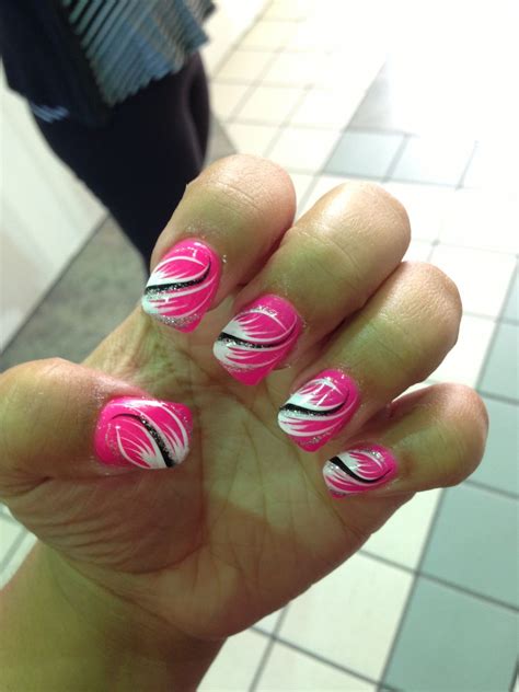 Maybe you would like to learn more about one of these? Hot Pink with Black Swish | Nails, Nail art, Nail designs