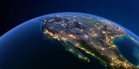 Detailed Earth At Night Gulf Of California Mexico And The Western Us