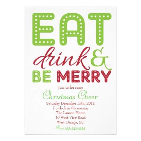 Eat Drink And Be Merry Christmas Party Invitation