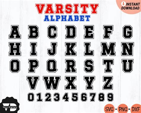 Varsity Alphabet Font SVG Sports Jersey Numbers SVG Baseball Font