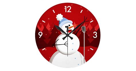Happy Singing Snowman Christmas Large Clock Zazzleca
