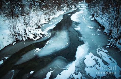 Winter Scene With A Frozen River Photograph By Jozef Jankola Fine Art
