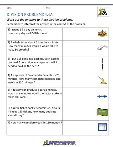 Relate to stories & solve away. Division Worksheets Grade 4