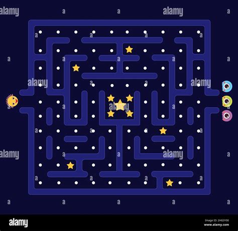 Arcade Maze Pacman Background Pac Man Retro Video Computer Game Labyrinth Defender And