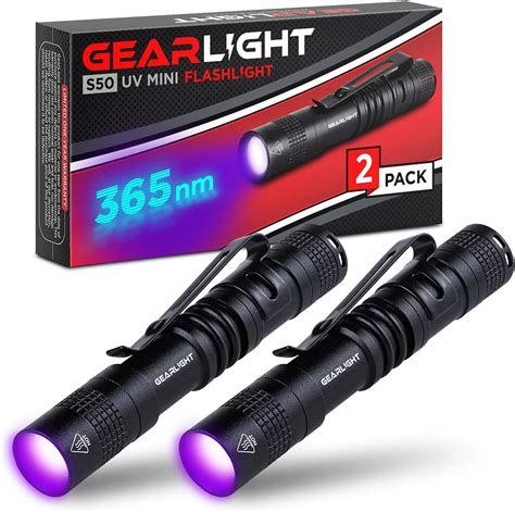 Gearlight Black Light Uv Flashlight S50 2 Pack 365 Nm Mini