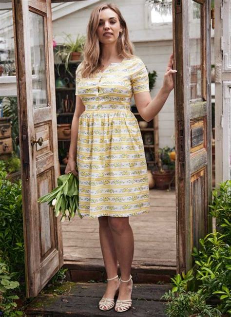 Horrockses X Joanie Montana Gingham Floral Print Shirt Dress Organic Cotton Vintage Inspired