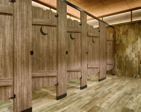 Ironwood Manufacturing Custom Shape Laminate Toilet Partitions And