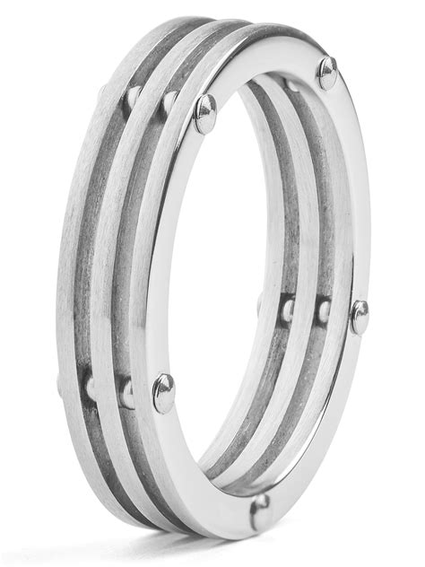 Coastal Jewelry Brushed Stainless Steel Layered Split Ring 5mm