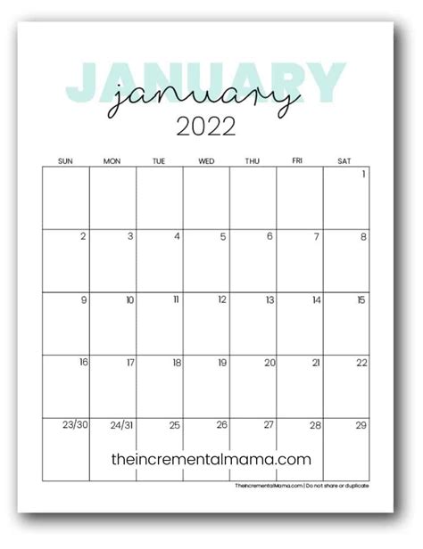 Printable 2022 Calendar 12 Month All In One Planner In 12 Month 2022