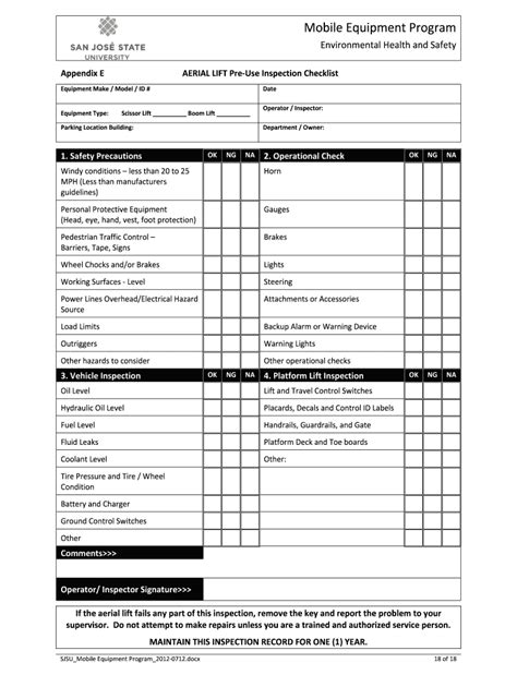 Is it possible to get forklift certified free? Aerial Lift Checklist - Fill Online, Printable, Fillable ...