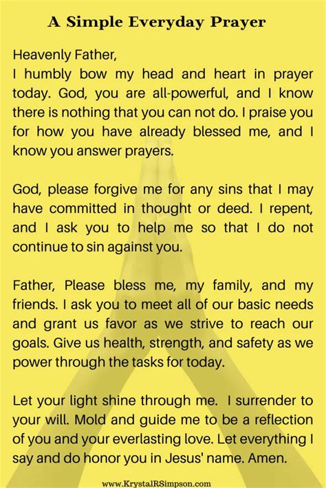 A Simple Everyday Prayer Everyday Prayers Good Prayers Simple Prayers