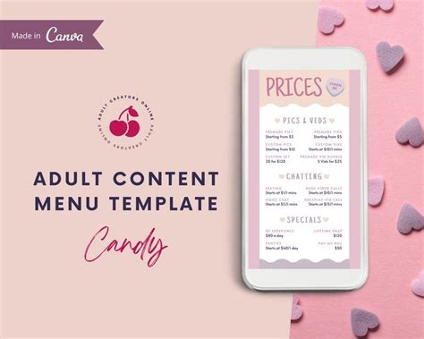 Onlyfans Tipping Menu Template Adult Content Menu Canva Etsy Australia