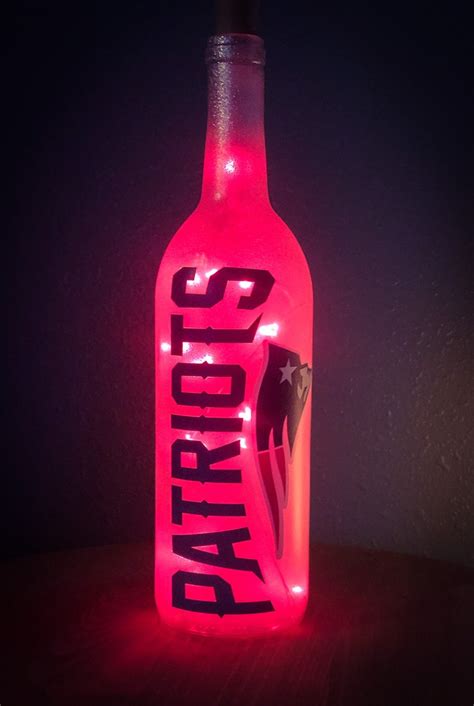 Patriots Light Up Wine Bottle Etsy