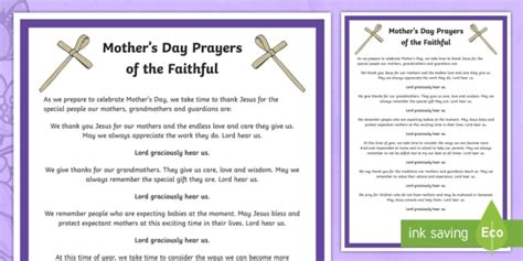 Mothers Day Prayers Of The Faithful Print Out Prayers Of The
