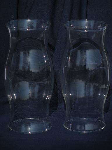 pair large blown glass chimneys hurricane candle holder shades