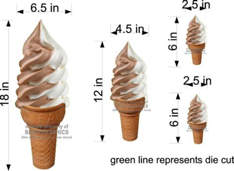 Lot Of Soft Serve Ice Cream Cone Decals New Graphics Twist Chocolate Vanilla Ebay