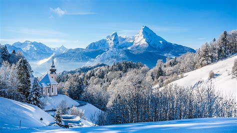 Image Bavaria Alps Germany Winter Nature Mountain Sky Snow