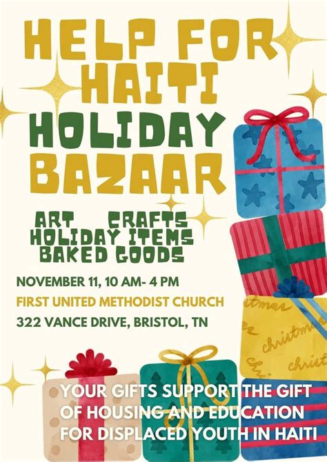 Help For Haiti Holiday Bazaar First United Methodist Church Bristol