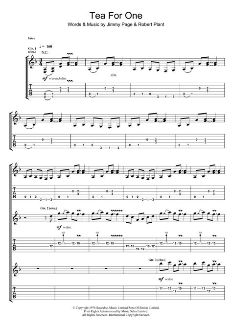 Tea For One By Led Zeppelin Guitar Tab Guitar Instructor