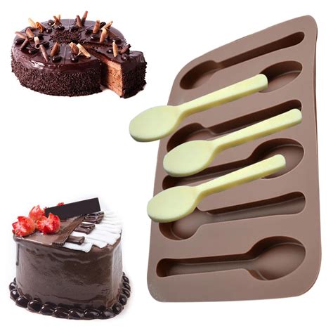 Silicone Chocolate Mold 1pc 6 Holes Spoon Shape Fondant Molds Cake