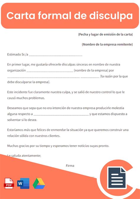 Carta Formal Para Pedir Disculpas Guías Online Word Pdf