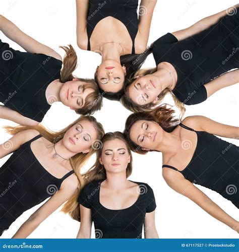 Six Young Women Laying In Circle Stock Image Image Of Isolated
