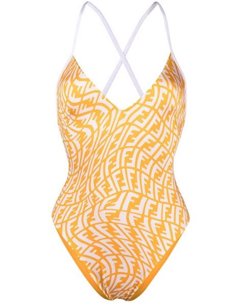 Fendi Ff Vertigo One Piece Swimsuit In Yellow Lyst