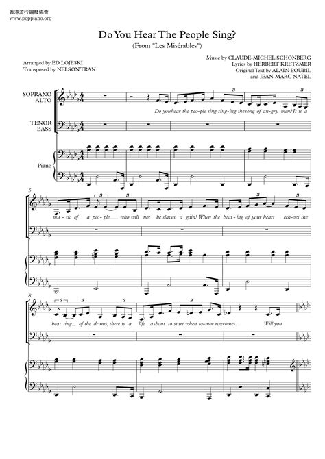Les Miserables Do You Hear The People Sing Sheet Music Pdf Free Score Download ★