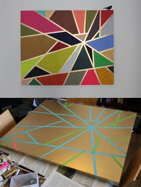 Diy Geometric Painting With Tape Ideas Kunst Aan De Muur Diy Doe Het
