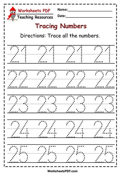 Free Printable Tracing Numbers 1 50 Worksheets Pdf Printable